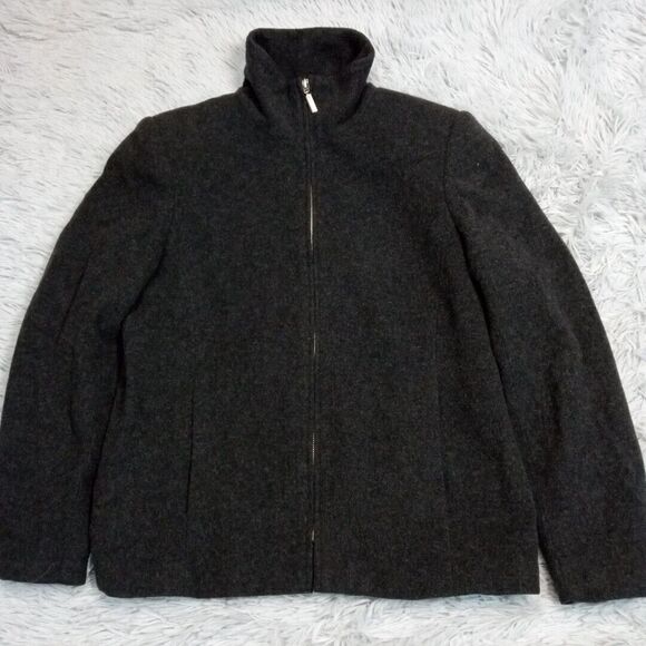 Vintage Petite Sophisticate Jacket Womens 2 Gray Wool Cashmere Blend Preppy Coat - Picture 1 of 11